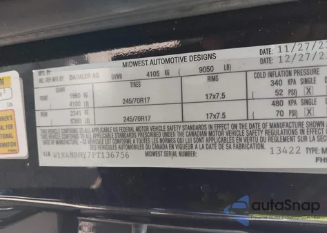 2023 Mercedes-Benz Sprinter 2500 Standard Roof 4-Cyl Diesel Ho from USA, damaged, VIN W1X4NBHY7PT136756